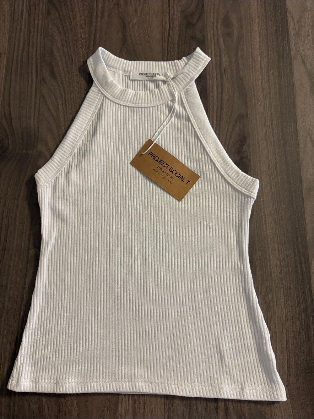 Project Social T White Ribbed Halter Tank - Picture 3 of 12